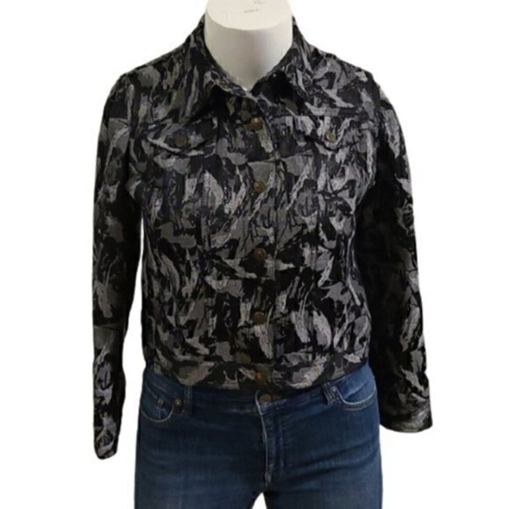 [Ruby Rd] Gray & Black Button Down Jacket- Sz 12P